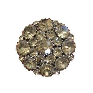 Vintage Brooch Pin Jewelry Crystal Rhinestones Cluster Dome Setting Beautiful